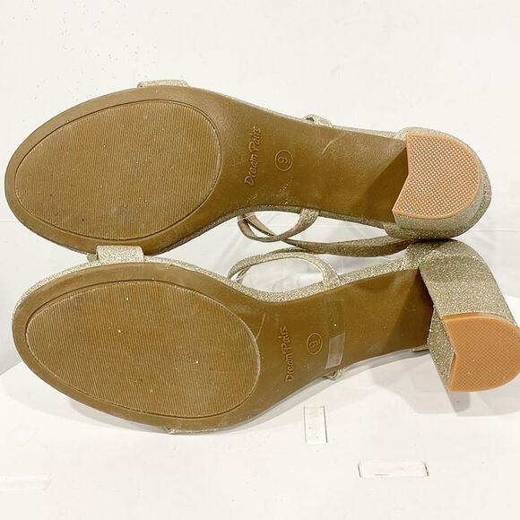 Dream Pairs Madison Womens Sz 9 Gold Glitter‎ Strappy 3" Block Heels - Picture 9 of 10